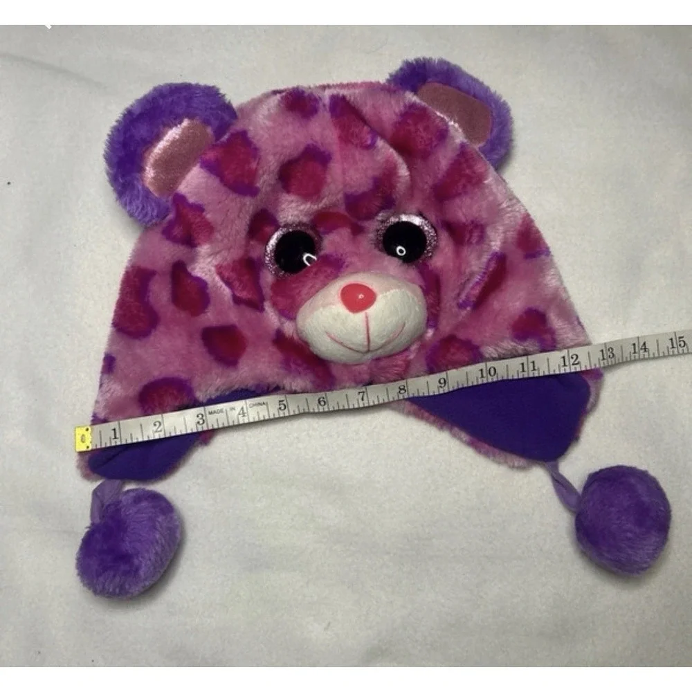 Ty Beanie Girls Winter Hat Fleece Lined OSFM 💖  Pink Leopard